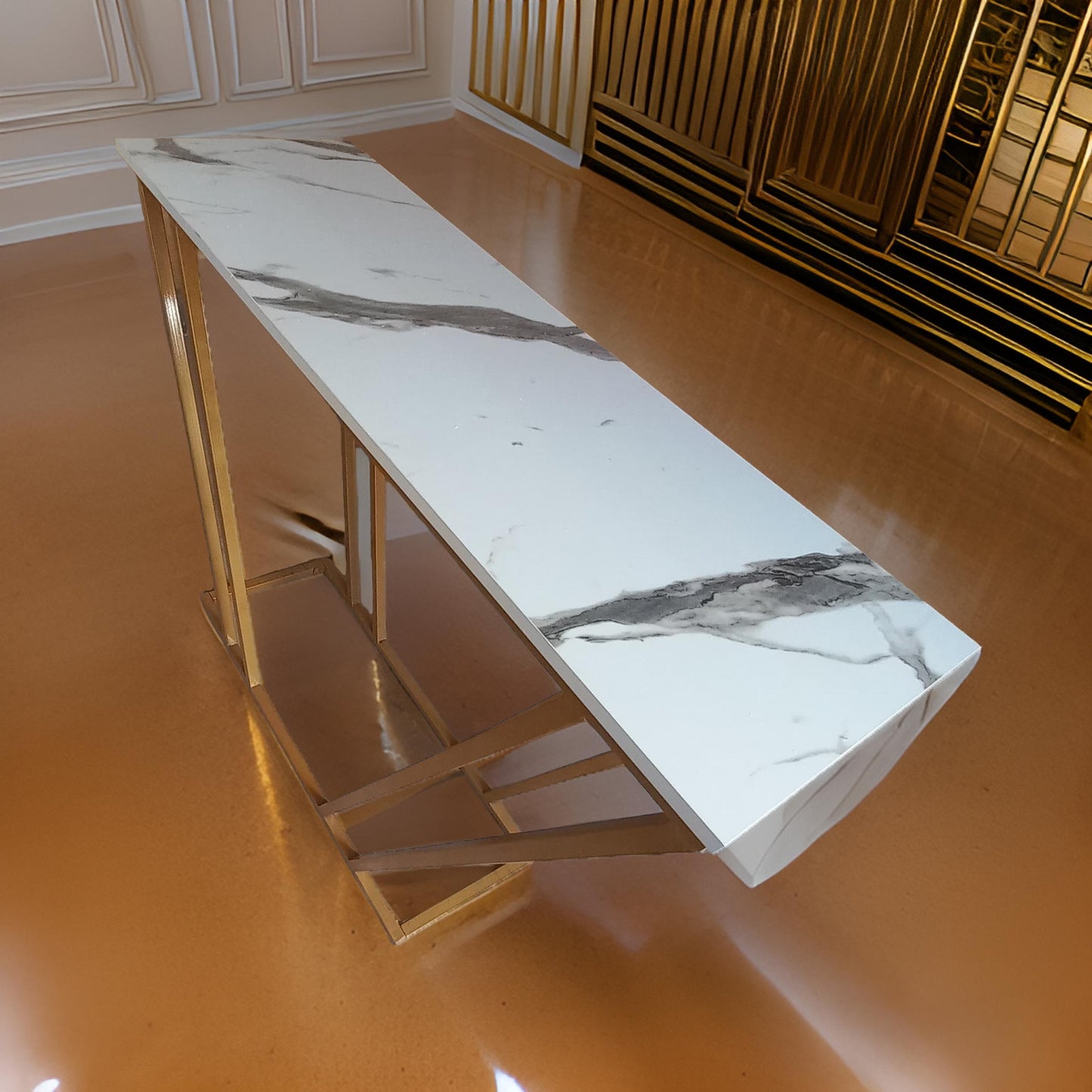 Gold Console Table, Modern Entryway Table.