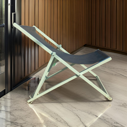 Relaxing & Comfortable Reclining Easy Chair For Old People/Metal Folding Chair With Arm Rest For Indoor & Outdoor Furniture, Patio Garden, Balcony, Hall & Living Room.