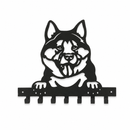 Fluffy Husky Akita Dog Metal Wall Key Holder