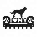 I Love My Dog Silhouette Metal Wall Key Holder