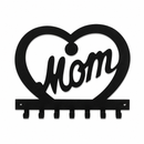 Scripted Mom Heart Metal Wall Key Holder