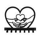 Cupped Hands Heart Metal Wall Key Holder