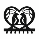 Lovebirds in Heart Metal Wall Key Holder