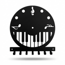Piano Keys Musical Clock Metal Wall Key Holder
