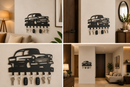 Classic mid-century retro sedan car silhouette metal wall key holder with 7 hooks by Metal Studio