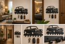 Iconic classic Mini Cooper compact car profile silhouette metal wall key holder with 7 hooks by Metal Studio
