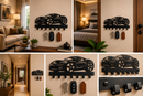 Sleek aerodynamic modern exotic sports supercar profile silhouette metal wall key holder with 7 hooks by Metal Studio
