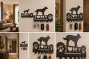 I Love My Dog bone and paws text silhouette metal wall key holder with 7 hooks by Metal Studio