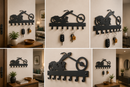 Custom chopper motorcycle silhouette metal wall key holder with 7 hooks by Metal Studio