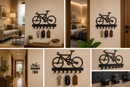 Modern road bicycle silhouette metal wall key holder with 7 hooks by Metal Studio