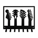 Guitar Headstocks Silhouette Metal Wall Key Holder