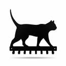 Sleek Walking Cat Silhouette Metal Wall Key Holder