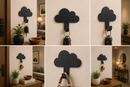 Minimalist fluffy cloud silhouette laser-cut single hook metal wall organizer by Metal Studio
